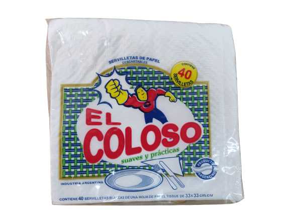 40 Servilletas De Papel Descartables El Coloso de 33 X 33