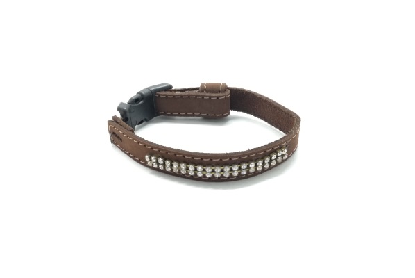 COLLAR  NOBUK GATO AJUST DOBLE STRASS DE 22 A 29CM MISTER HUESO