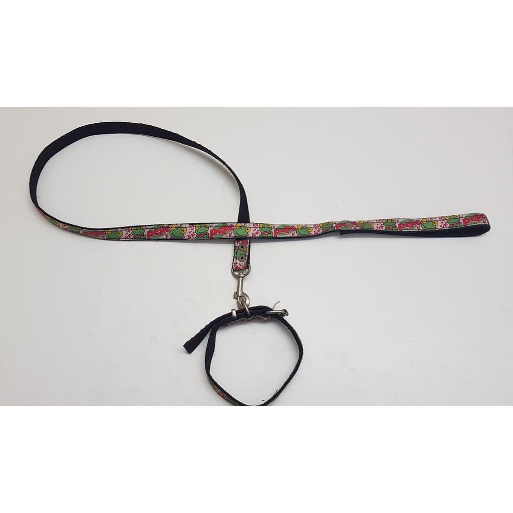 conjunto collar y correa sapo pepe