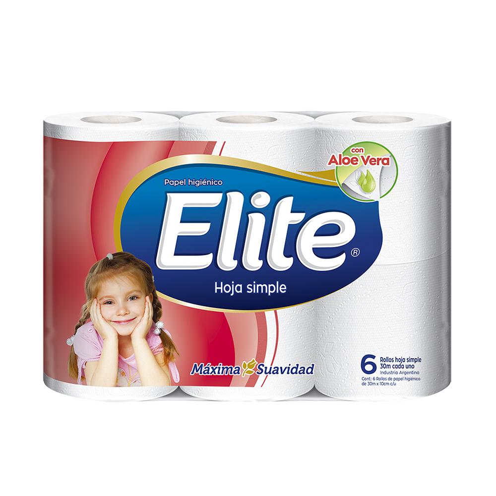 Papel Higienico Elite Hoja simple X 6 Unidades Bolson x 10 paquetes