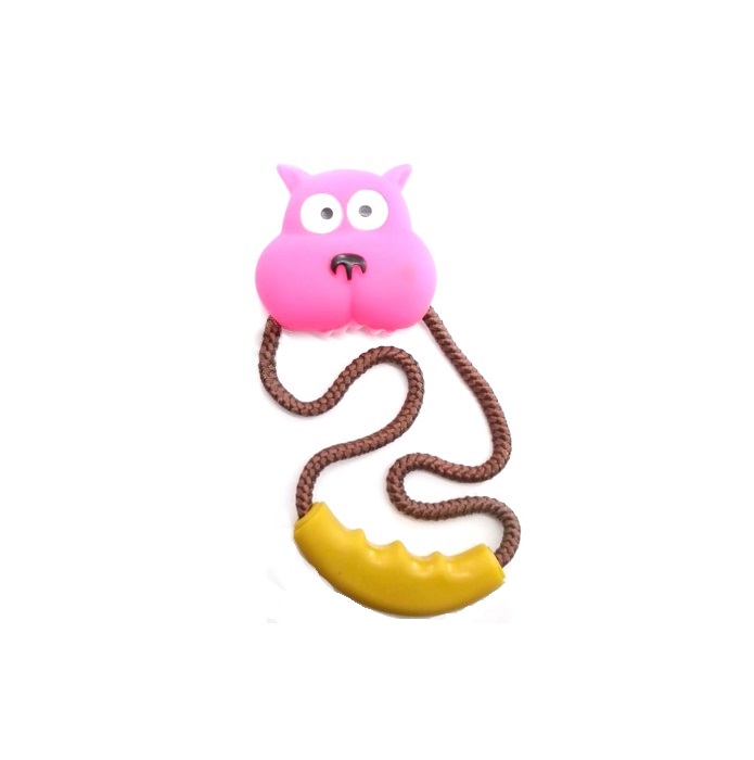 JUGUETE CARA DE PERRO CO SOGA Y MANIJAS PLASTICA  PER-ROS