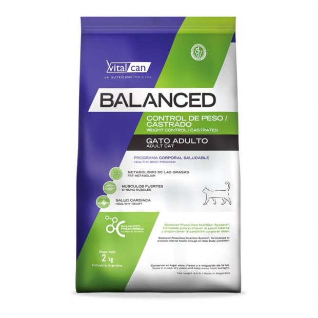 Vital Can Balanced Gato Ctrl. Peso/Cstrdo. X 2 Kg.
