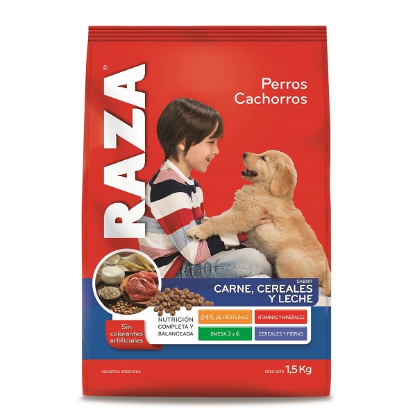 PERROS CACHORROS CARNE CEREALES Y LECHE 12 UNID. X 1,5 KG. - RAZA