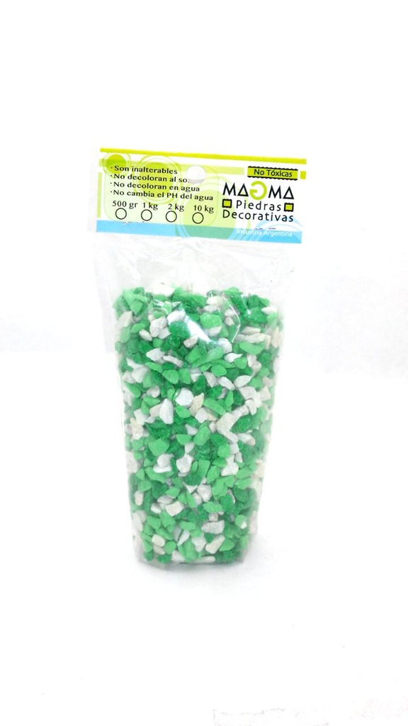 PIEDRA DECORATIVA LINEA AQUA MEZCLA VERDEX500GRS