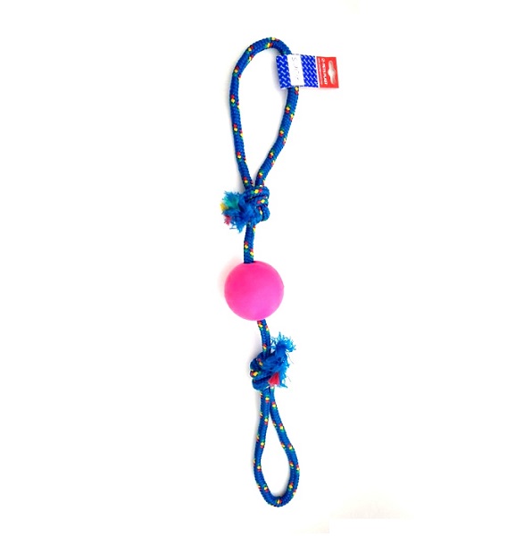 PELOTA DE GOMA GRANDE CON SOGA ALPINA 12MMX70CM S104 - PET PLAST