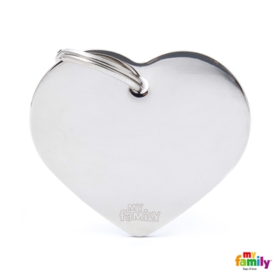 MEDALLA BASIC CHROME BIG HEART CHROMED BRASS MFB26 - MY FAMILY